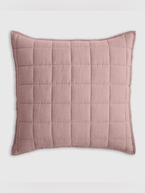 NWOT Quince European Linen Box Quilted Euro Sham in Dusty Mauve